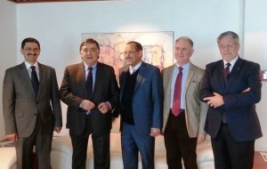 Da sx  Ambasciatore Al-Akwa, Leoluca Orlando, il Ministro Mujawar, Alessandro Chiarelli, Giovanni Tumbiolo.