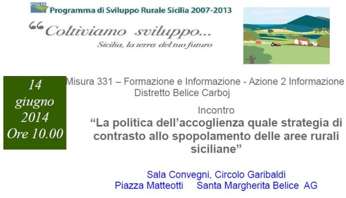 Incontro sul tema: “La politica dell’accoglienza quale strategia di contrasto allo spopolamento delle aree rurali siciliane”