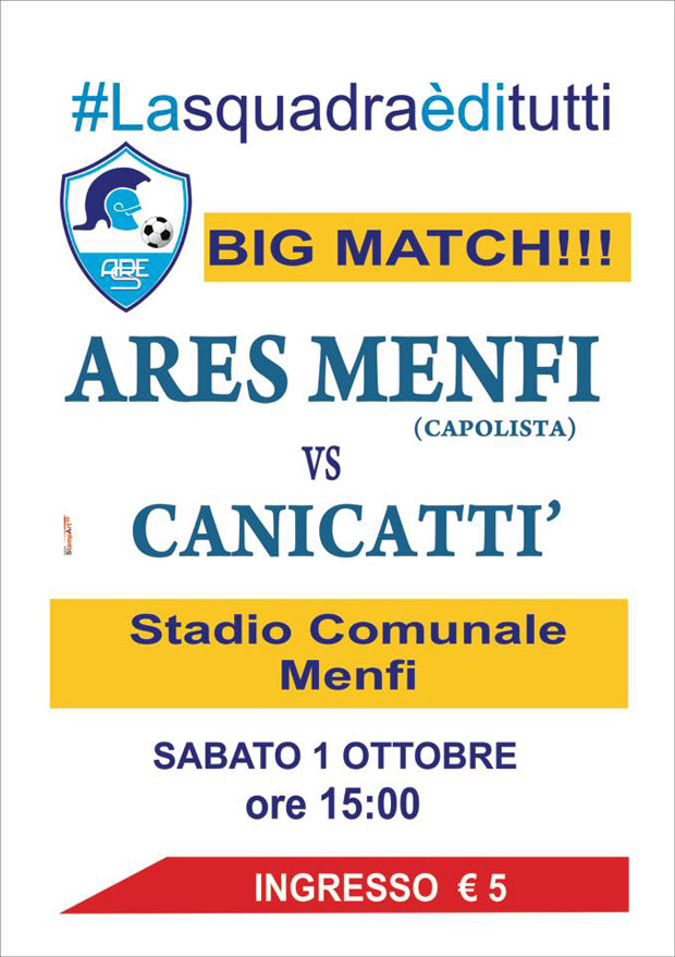 Ares Menfi, domani il big match contro il forte Canicattì
