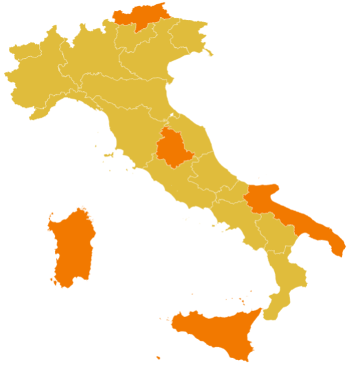 Vincono i governatori: Italia gialla tranne Sicilia, Puglia, Sardegna, Umbria